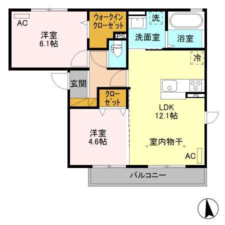 リオ グラシア B(2LDK/2階)の間取り写真