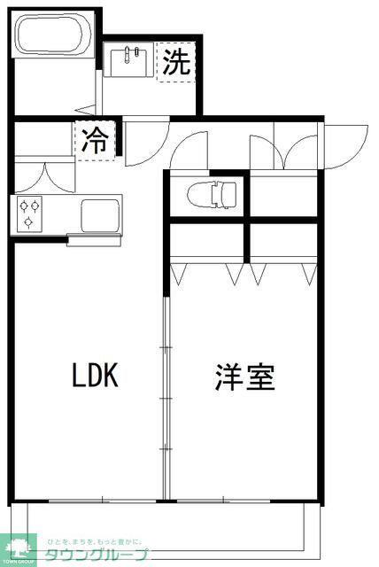 カルディア中央(1LDK/3階)の間取り写真