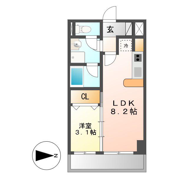 CASA DEL SOL(1LDK/5階)の間取り写真