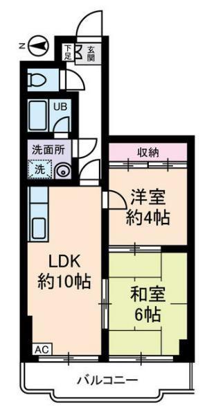 エレガンス綾瀬4(2LDK/4階)の間取り写真