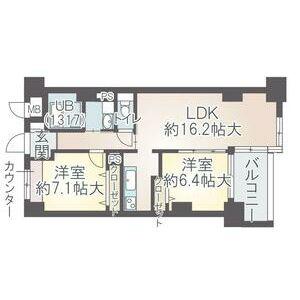 イーグルヘッド橦木(2LDK/6階)の間取り写真