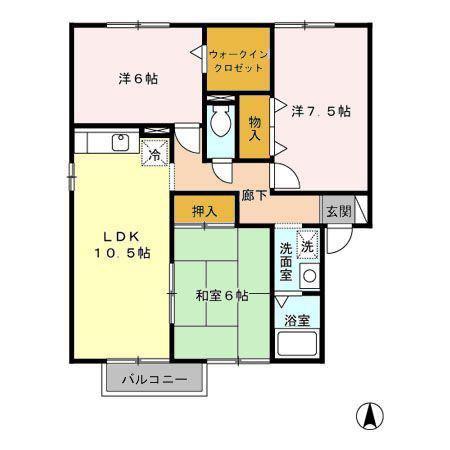 プレミールカドマ(3LDK/2階)の間取り写真