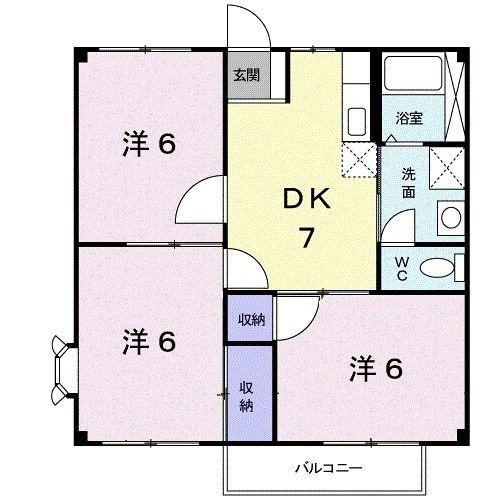 ニューシティー壱番館(3DK/2階)の間取り写真