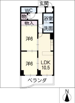 B.S.ハウスロボ(2LDK/1階)の間取り写真