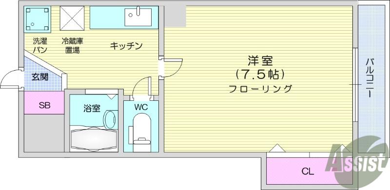 マインホーム(1K/1階)の間取り写真
