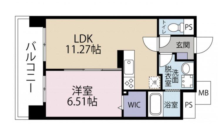 CENTER MARK三萩野(1LDK/5階)の間取り写真