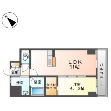 シャイン72ビル新山口駅前(1LDK/5階)の間取り写真