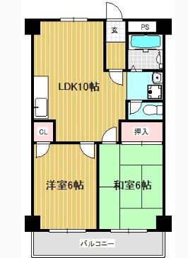 コーポ南千里(2LDK/2階)の間取り写真