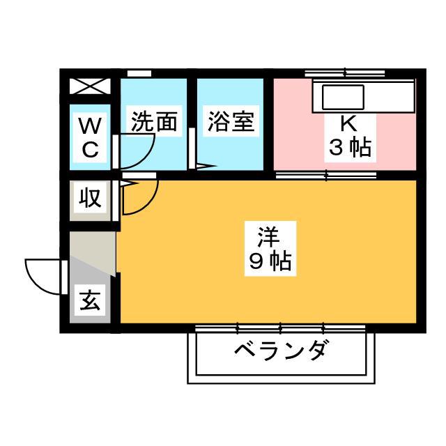 ルナフォレスト(1K/2階)の間取り写真