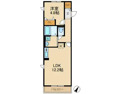 S・Y・HEIM(1LDK/1階)の間取り写真