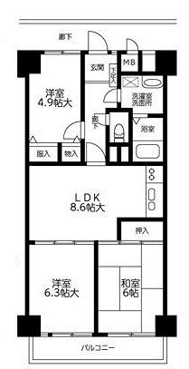 都立大イーストハイツ(3LDK/1階)の間取り写真