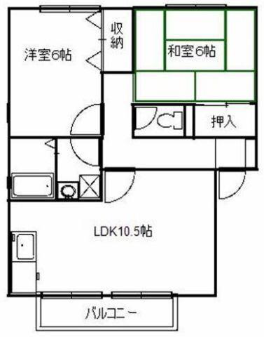 ブランシュールIIB(2LDK/1階)の間取り写真
