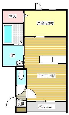 BERG・イースト(1LDK/2階)の間取り写真