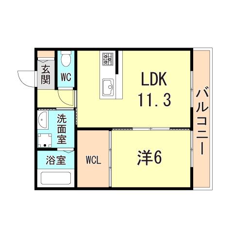 ウエスト魚住II(1LDK/2階)の間取り写真