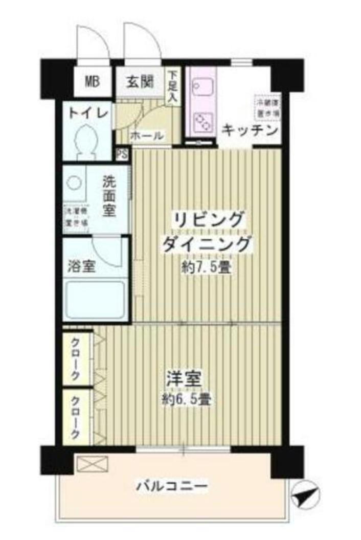 ルミエール祐天寺(1LDK/1階)の間取り写真