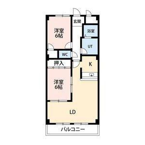 ヴィラクリモト(2LDK/2階)の間取り写真