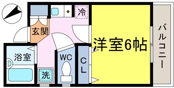 クレール・カサベルデ(1K/3階)の間取り写真