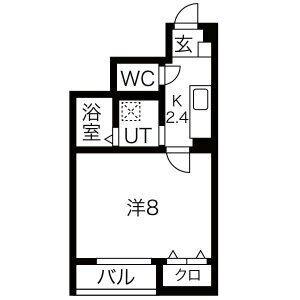 LA船岡(1K/1階)の間取り写真