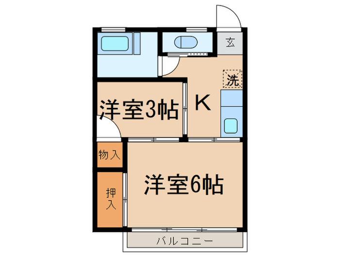澤村ビル(2K/2階)の間取り写真