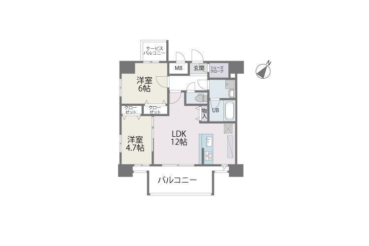 モダンパラッツォ博多デュオグランデイースト(2LDK/8階)の間取り写真