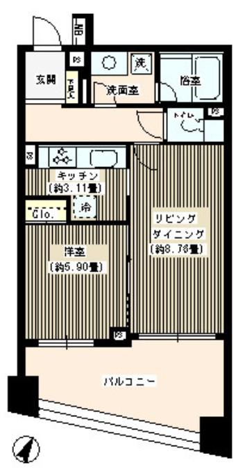 パトリス26(1LDK/8階)の間取り写真