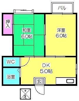 アートインシングVI(2DK/2階)の間取り写真