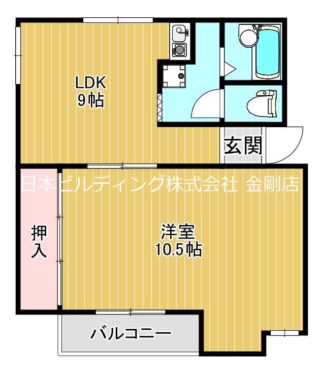 狭山Dハウス(1LDK/3階)の間取り写真