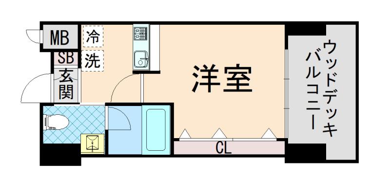 W.O.B.ROKKOHMICHI(1K/4階)の間取り写真