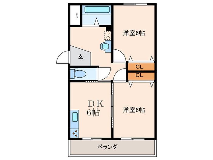 メゾン・ド・ビュー(2DK/4階)の間取り写真