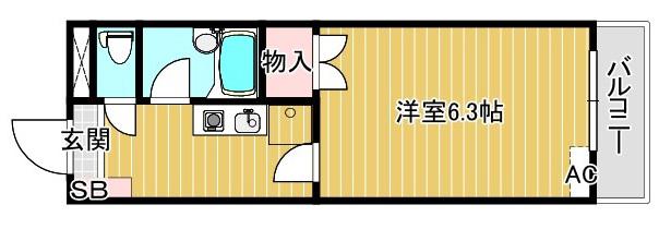 ノーリーズン船堀(1K/4階)の間取り写真