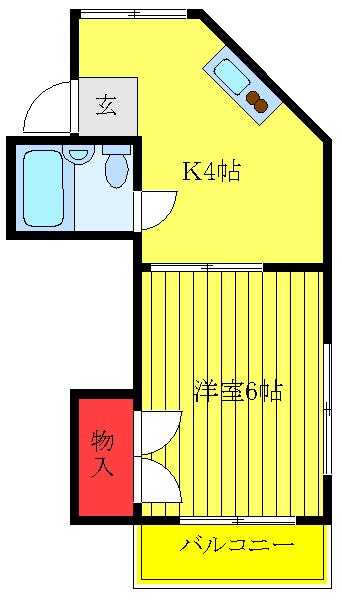 エステートキヨ(1K/3階)の間取り写真