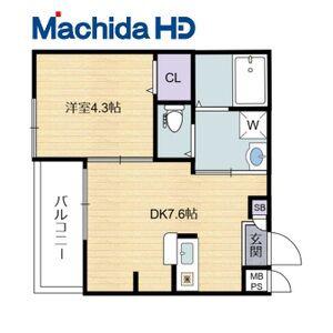シーエムキャトフ(1DK/2階)の間取り写真