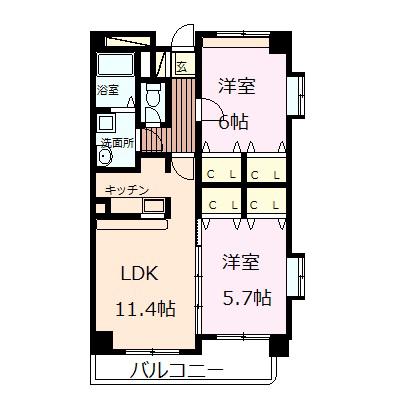 ビュートピアサウス(2LDK/3階)の間取り写真