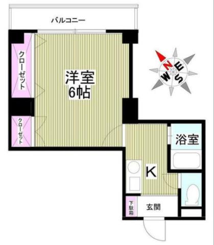 ヤマシナアーバンコテージ(1K/2階)の間取り写真