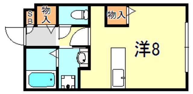コンフォート小山B(ワンルーム/1階)の間取り写真