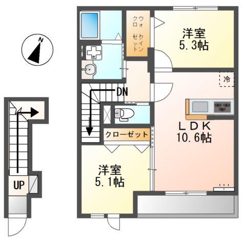 NAGISALLE II(2LDK/2階)の間取り写真
