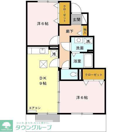 ファミーユC(2DK/1階)の間取り写真