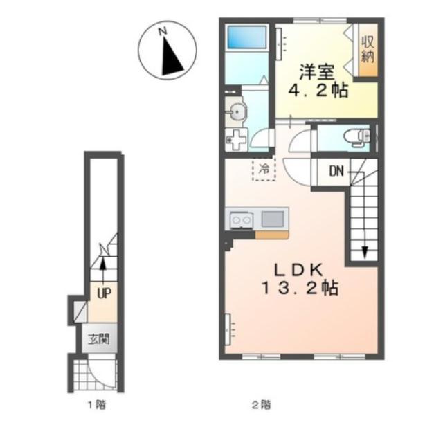 ルネット(1LDK/2階)の間取り写真