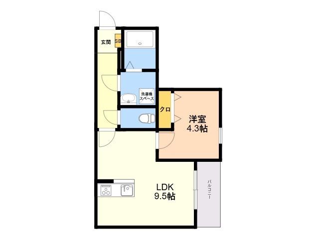 クリーク下山門Ⅱ(1LDK/2階)の間取り写真