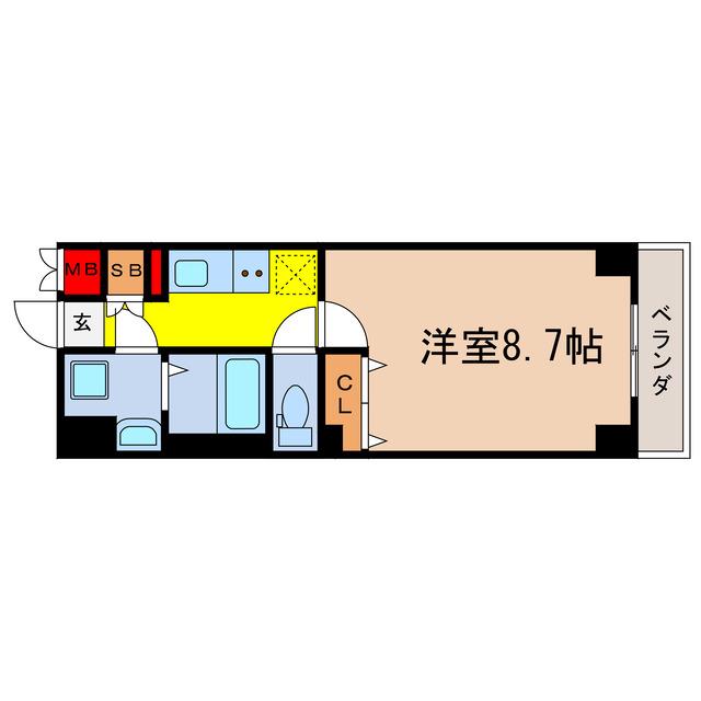 ドゥーエ玉造(1K/4階)の間取り写真