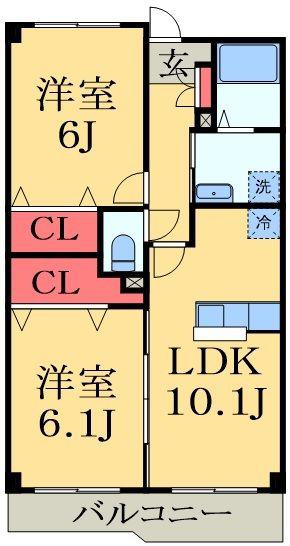メゾンS-Ⅲ(2LDK/2階)の間取り写真
