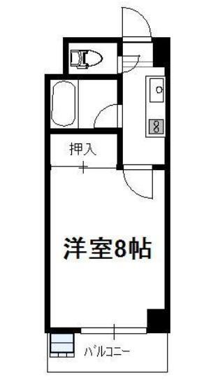柳丸コーポ南棟(1K/6階)の間取り写真