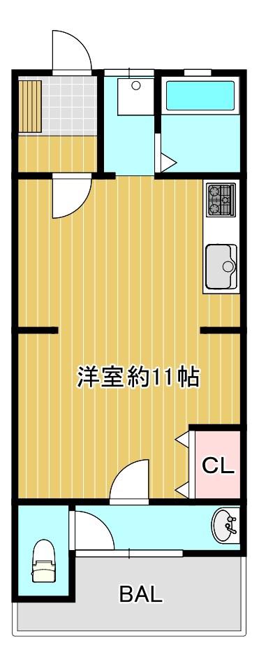今福鶴見グリーンハイツ(ワンルーム/1階)の間取り写真