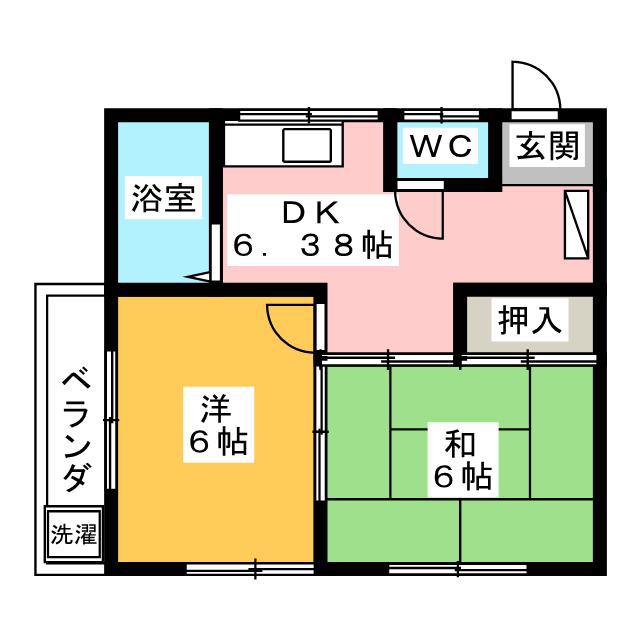 第2ハイムアズマ(2DK/2階)の間取り写真