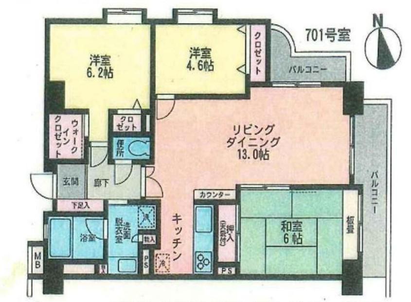 パシフィックパレス駒沢公園(3LDK/7階)の間取り写真