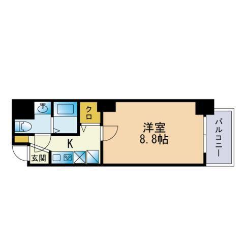サクラメント大濠(1K/5階)の間取り写真