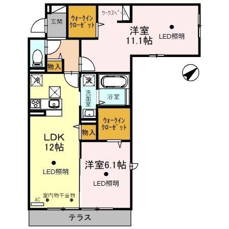 サンヘリオス(2LDK/1階)の間取り写真