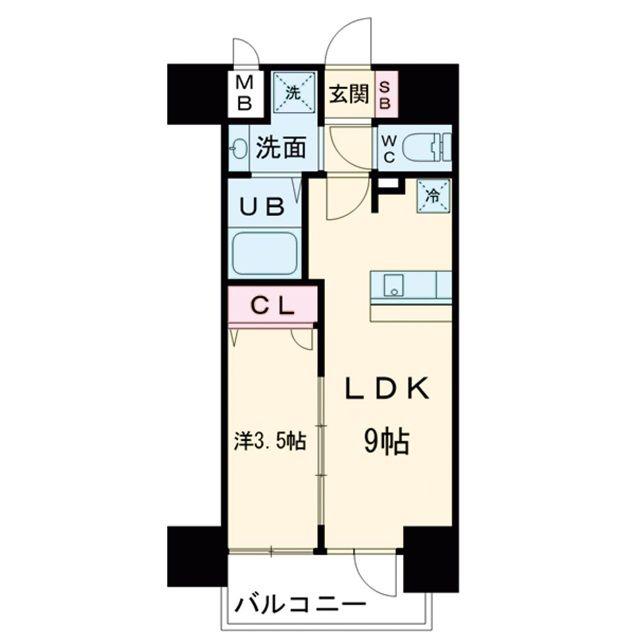 プレサンス立売堀ベルヴィル(1LDK/11階)の間取り写真
