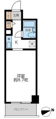CASSIA南浦和(ワンルーム/8階)の間取り写真