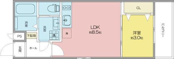 グランテラス新瑞橋(1LDK/2階)の間取り写真